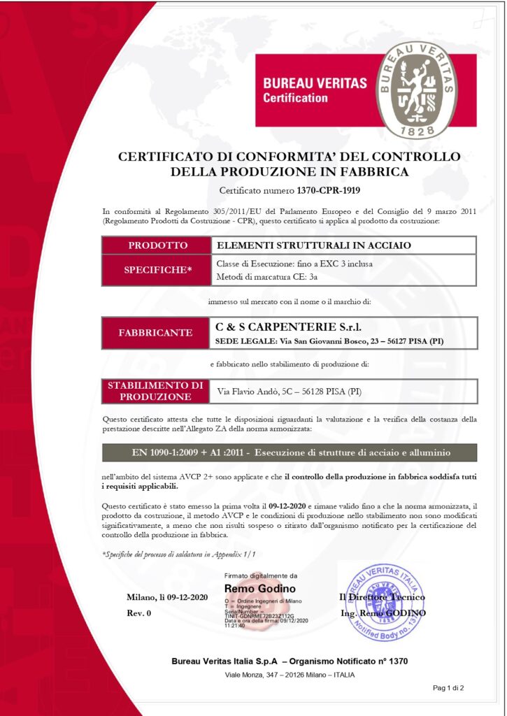 Carpenteria metallica certificata UNI EN ISO 1090 EXC3